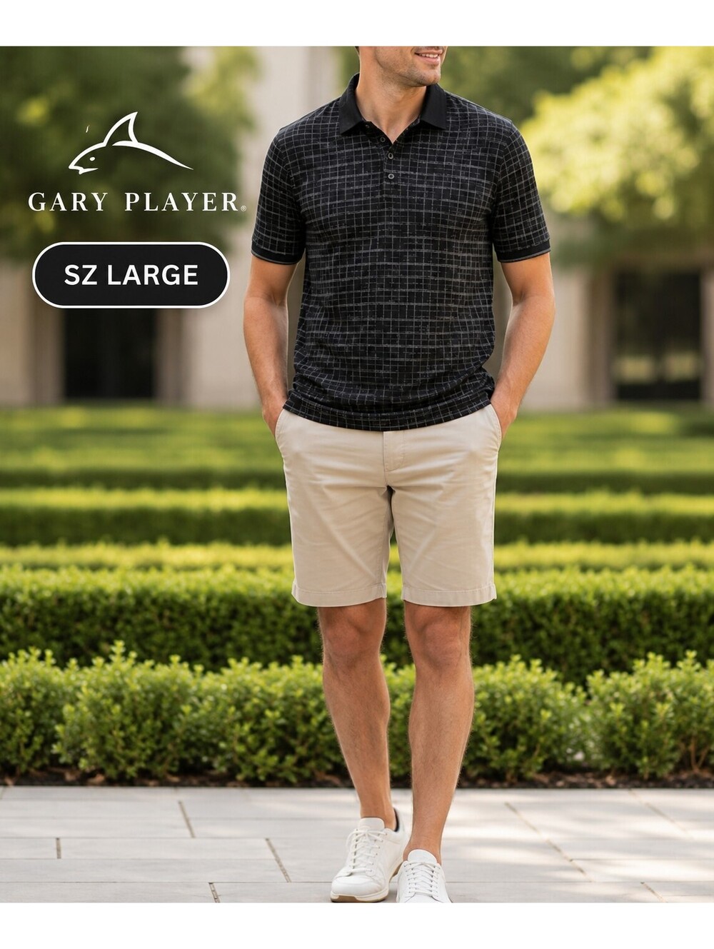 New Without Tags | Gary Player | Men's | L | Navy Checkered Polo Shirt